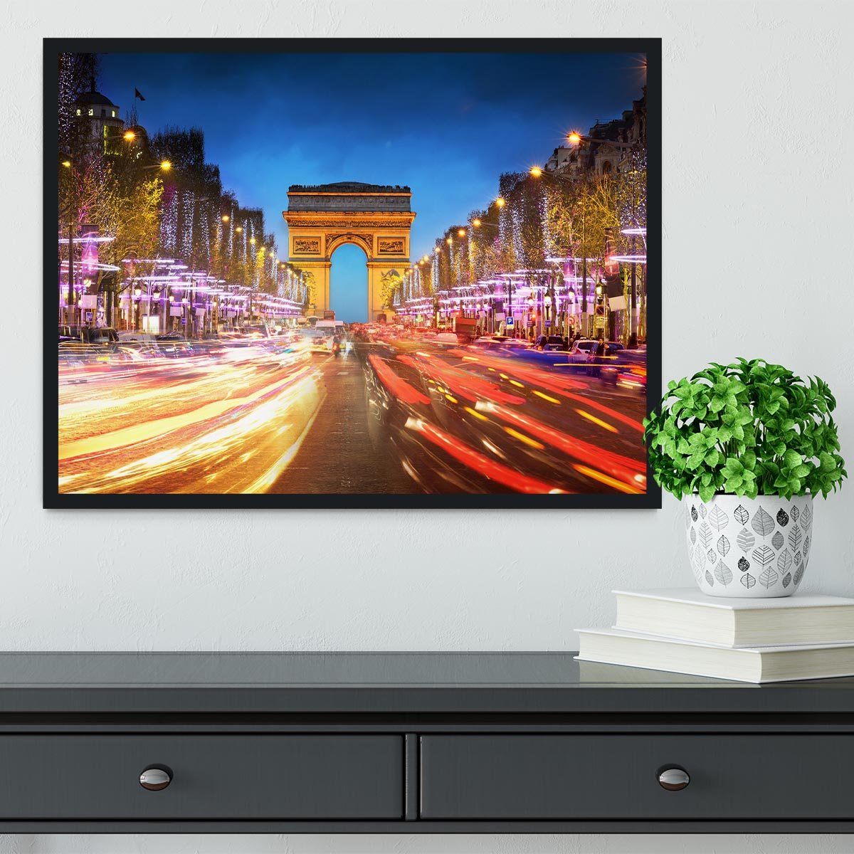 Arc de triomphe Paris city at sunset Framed Print - Canvas Art Rocks - 2