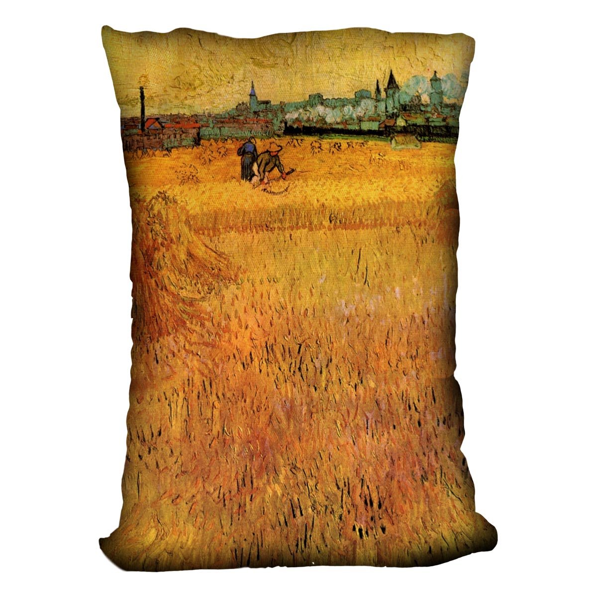 Arles View from the Wheat Fields by Van Gogh Throw Pillow