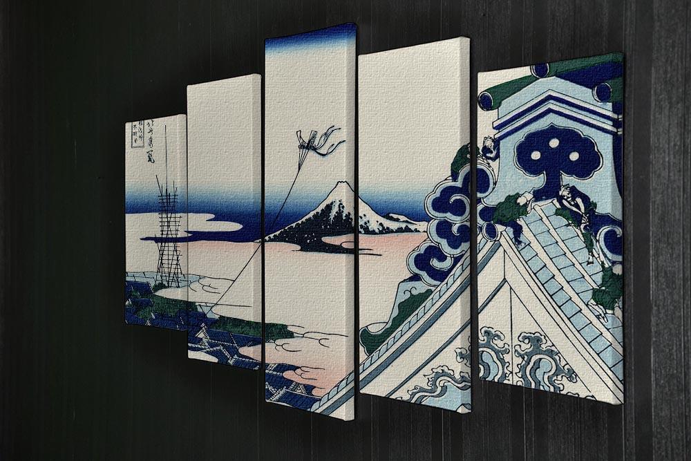 Asakusa Honganji temple by Hokusai 5 Split Panel Canvas - Canvas Art Rocks - 2