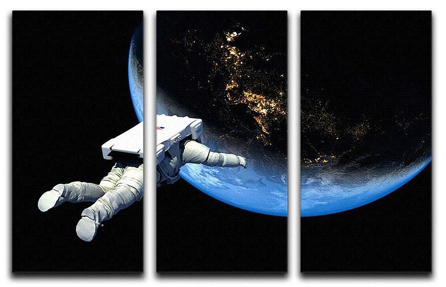 Astronaut Floating to Earth 3 Split Panel Canvas Print - Canvas Art Rocks - 1
