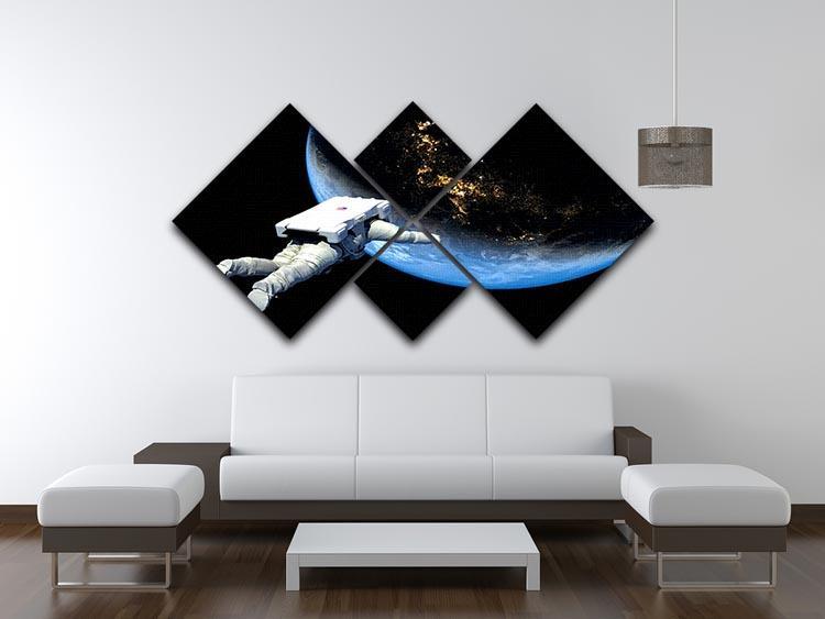 Astronaut Floating to Earth 4 Square Multi Panel Canvas - Canvas Art Rocks - 3