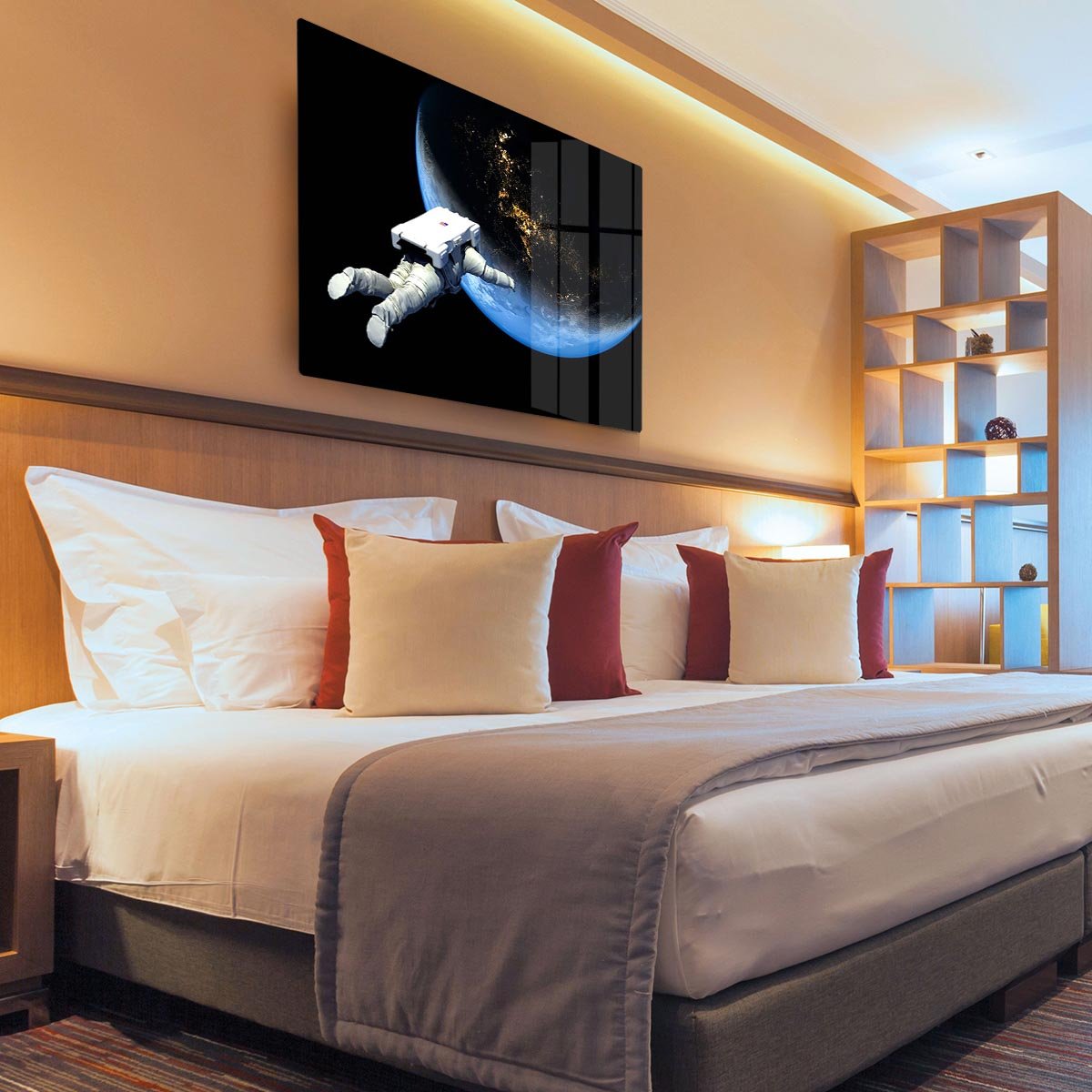Astronaut Floating to Earth HD Metal Print
