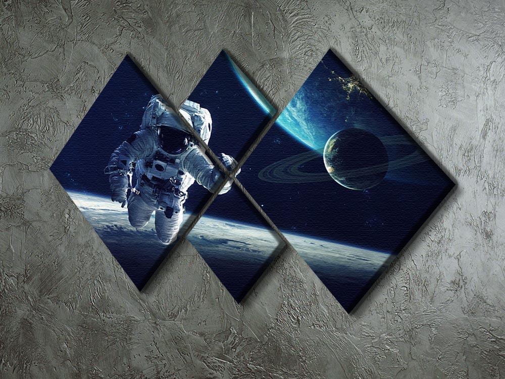 Astronaut at spacewalk 4 Square Multi Panel Canvas - Canvas Art Rocks - 2