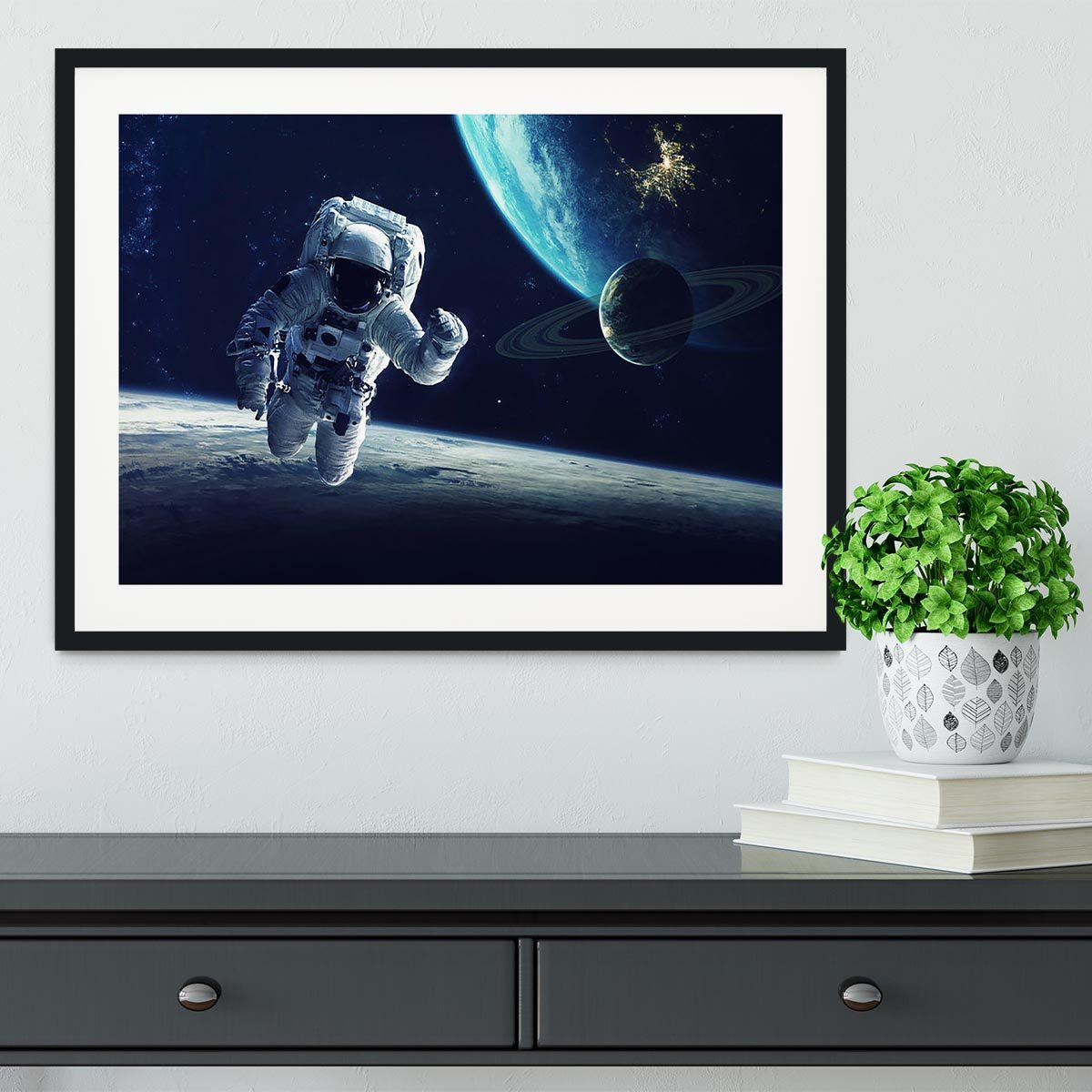 Astronaut at spacewalk Framed Print - Canvas Art Rocks - 1