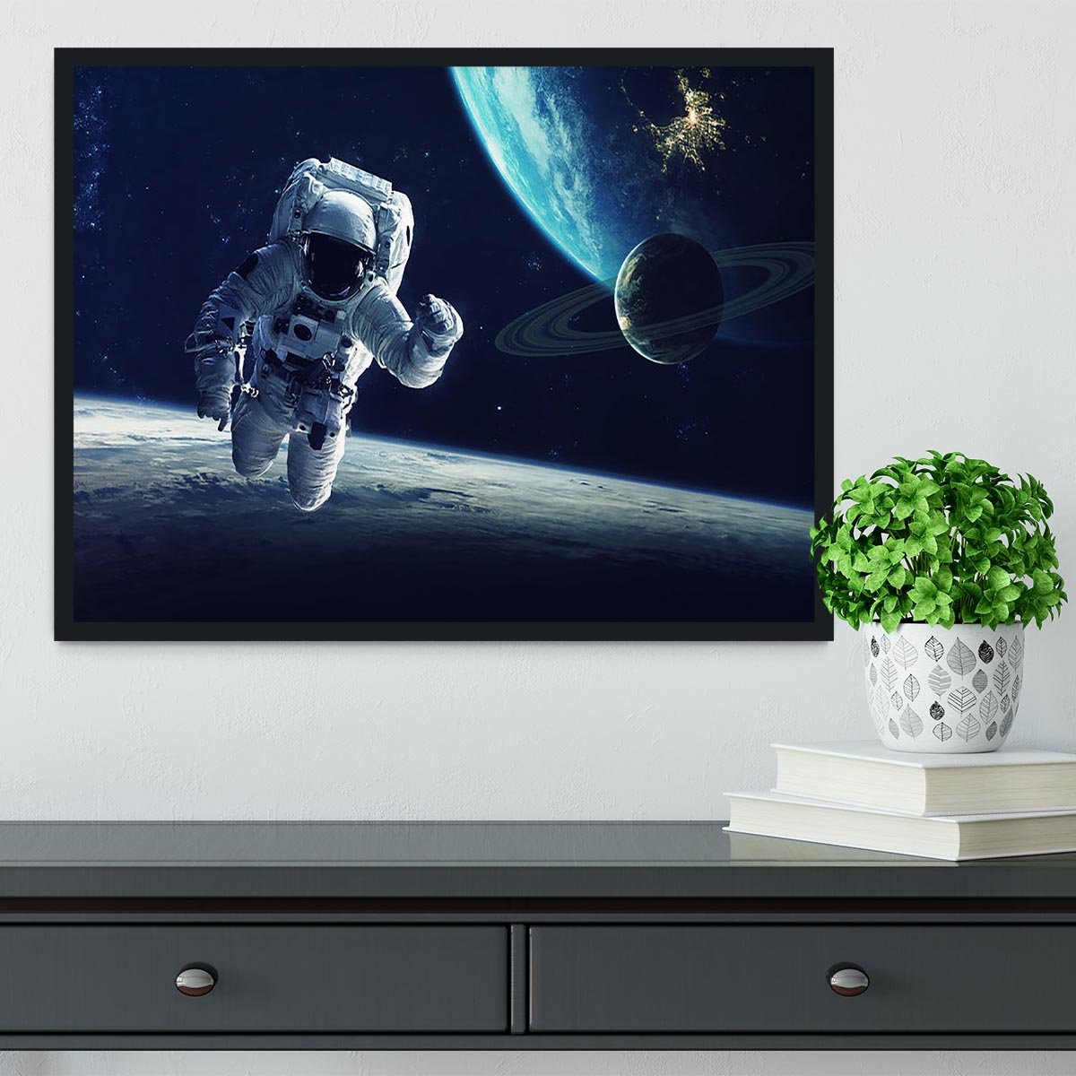 Astronaut at spacewalk Framed Print - Canvas Art Rocks - 2