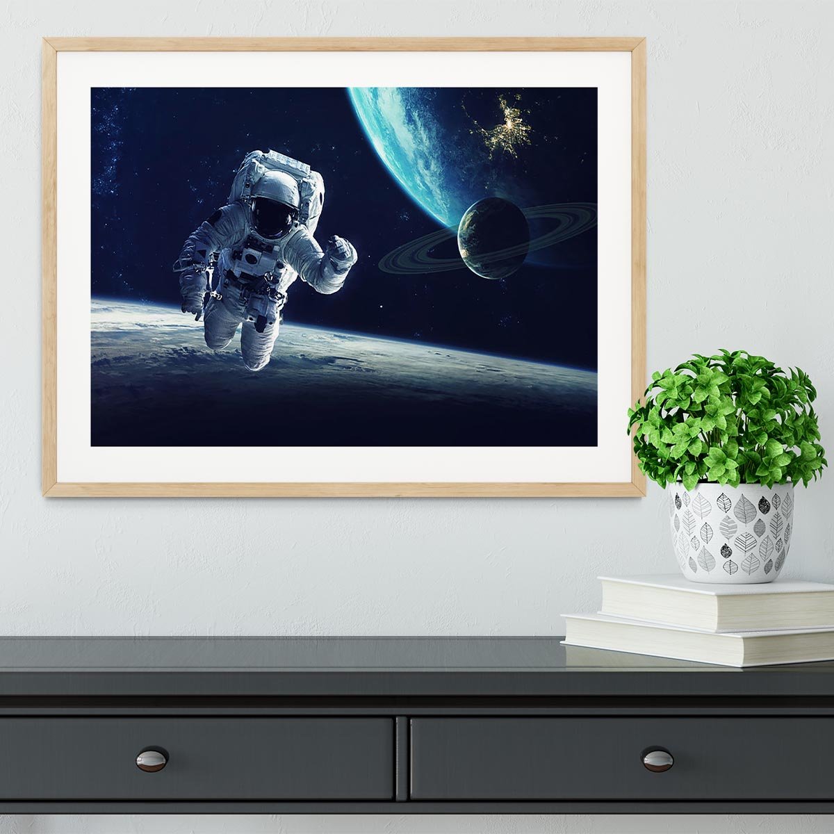 Astronaut at spacewalk Framed Print - Canvas Art Rocks - 3