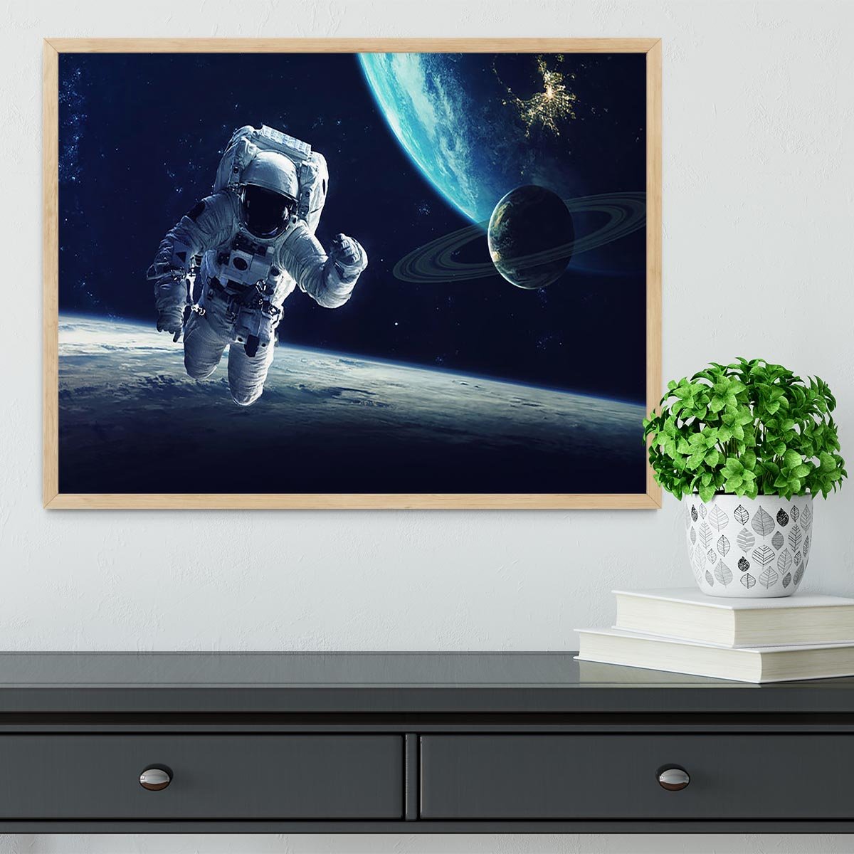 Astronaut at spacewalk Framed Print - Canvas Art Rocks - 4