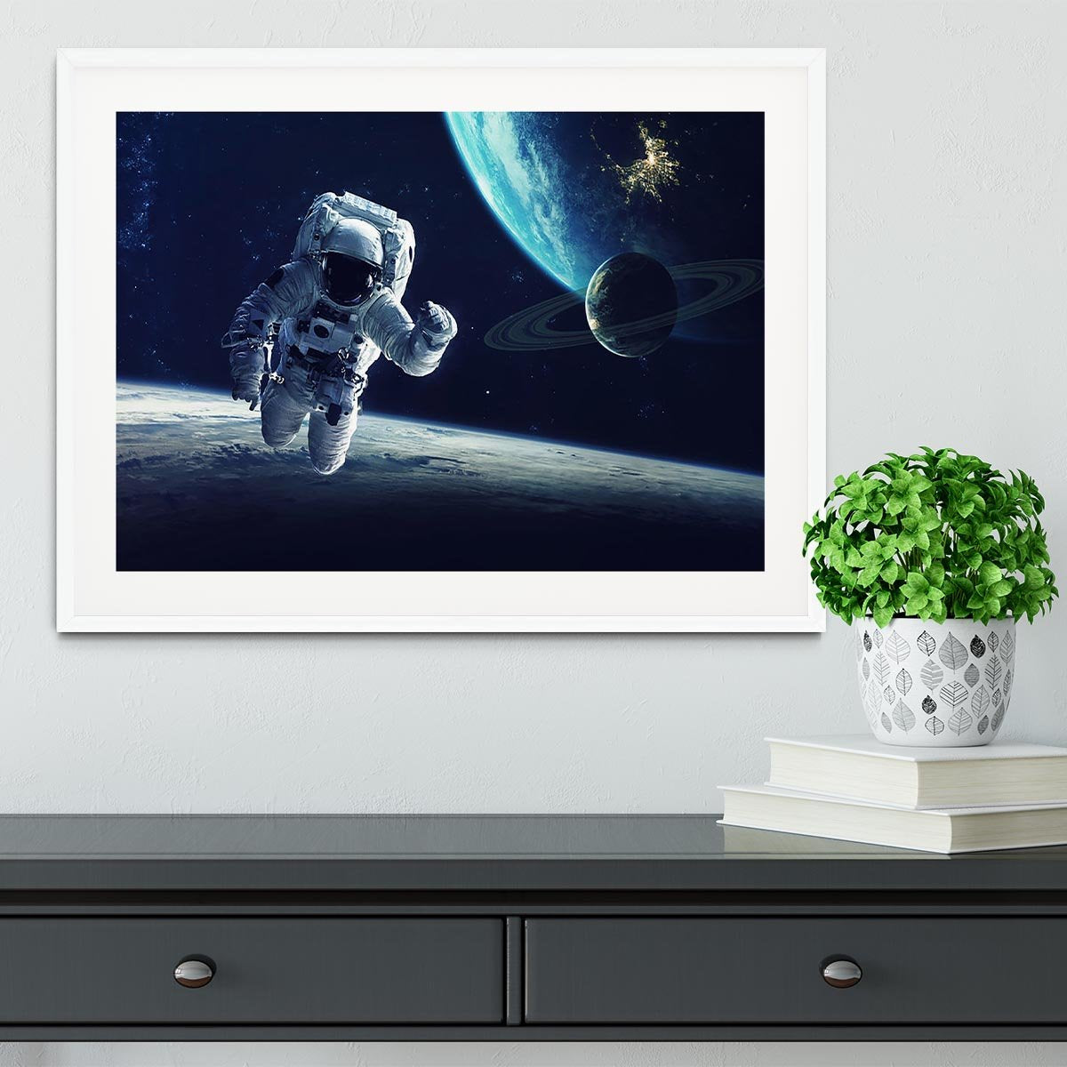Astronaut at spacewalk Framed Print - Canvas Art Rocks - 5