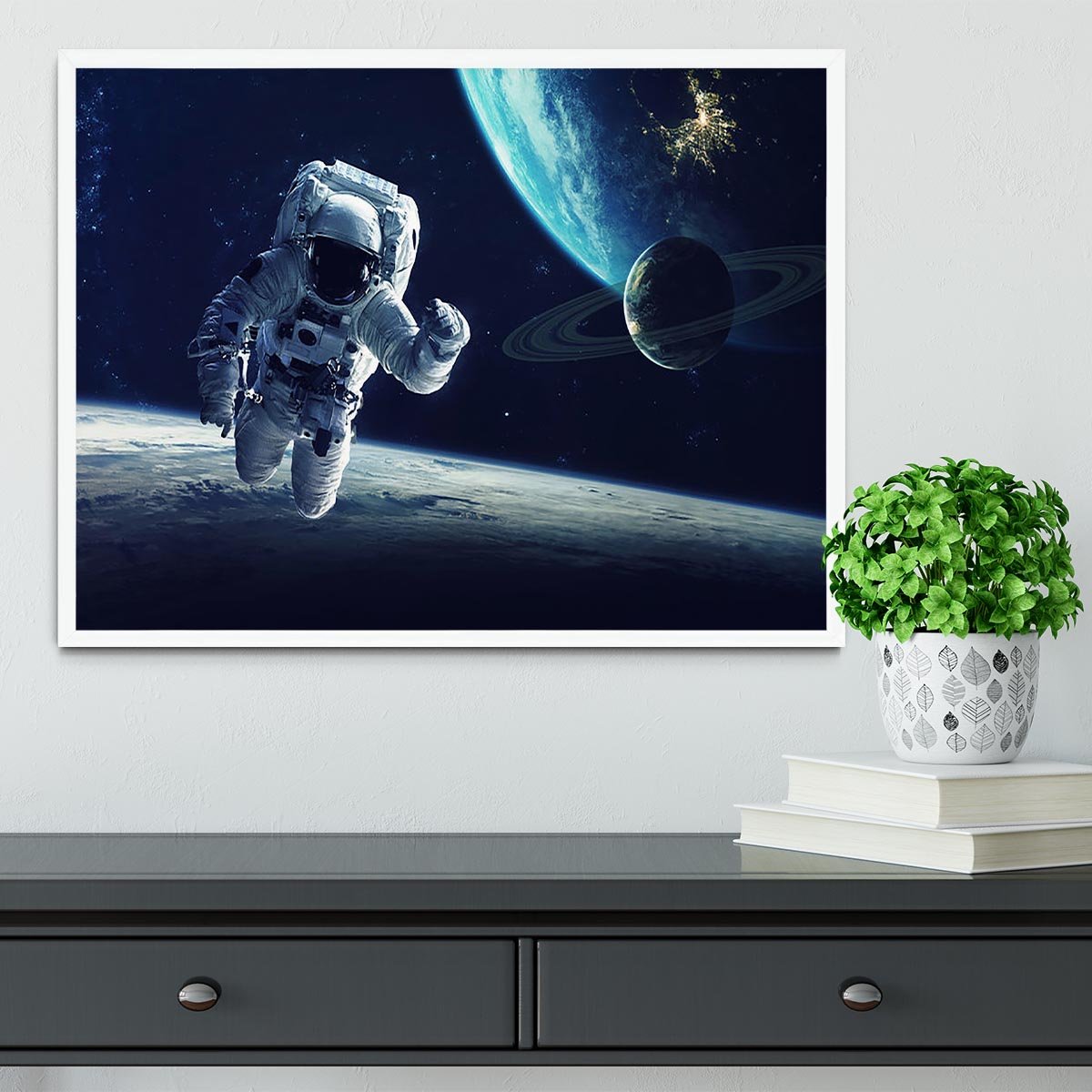 Astronaut at spacewalk Framed Print - Canvas Art Rocks -6