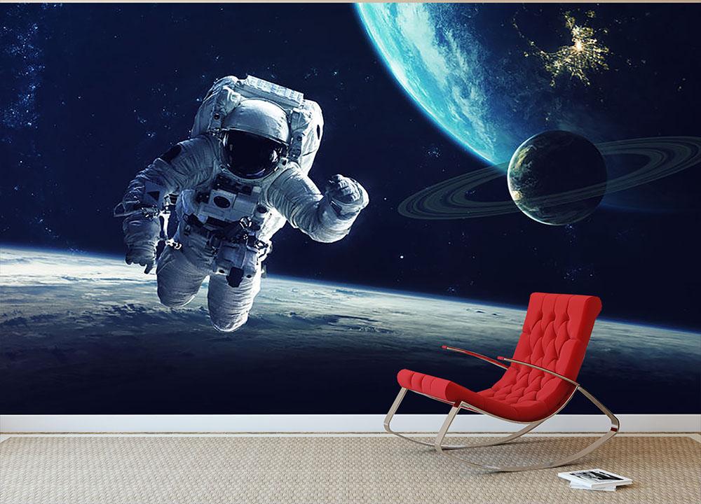 Astronaut at spacewalk Wall Mural Wallpaper - Canvas Art Rocks - 2