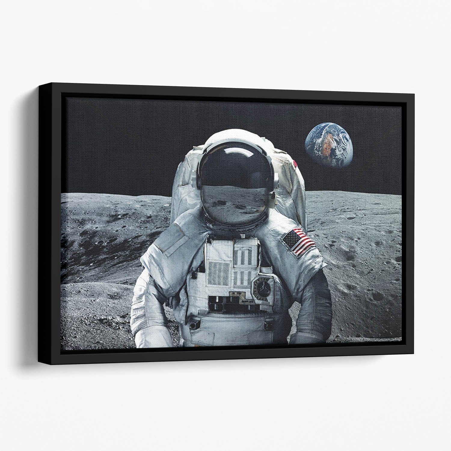Astronaut at the moon Floating Framed Canvas