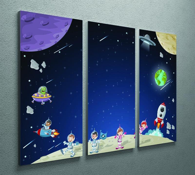 Astronaut cartoon characters 3 Split Panel Canvas Print - Canvas Art Rocks - 2