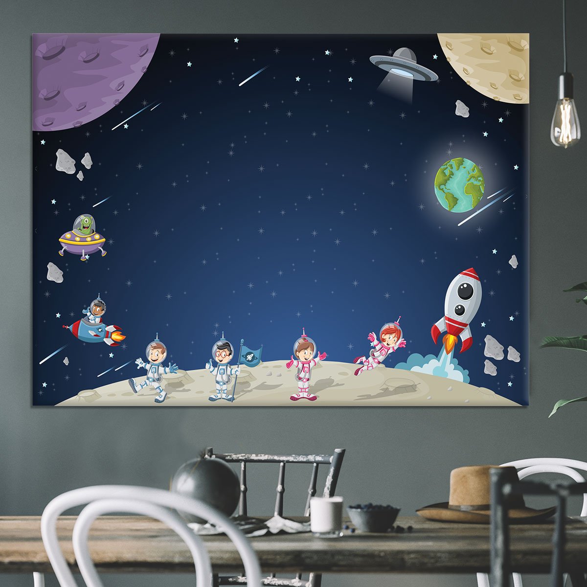 Astronaut cartoon characters Canvas Print or Poster