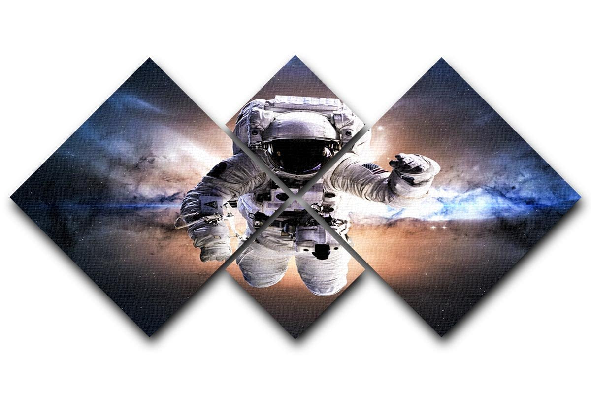 Astronaut in galaxy 4 Square Multi Panel Canvas  - Canvas Art Rocks - 1
