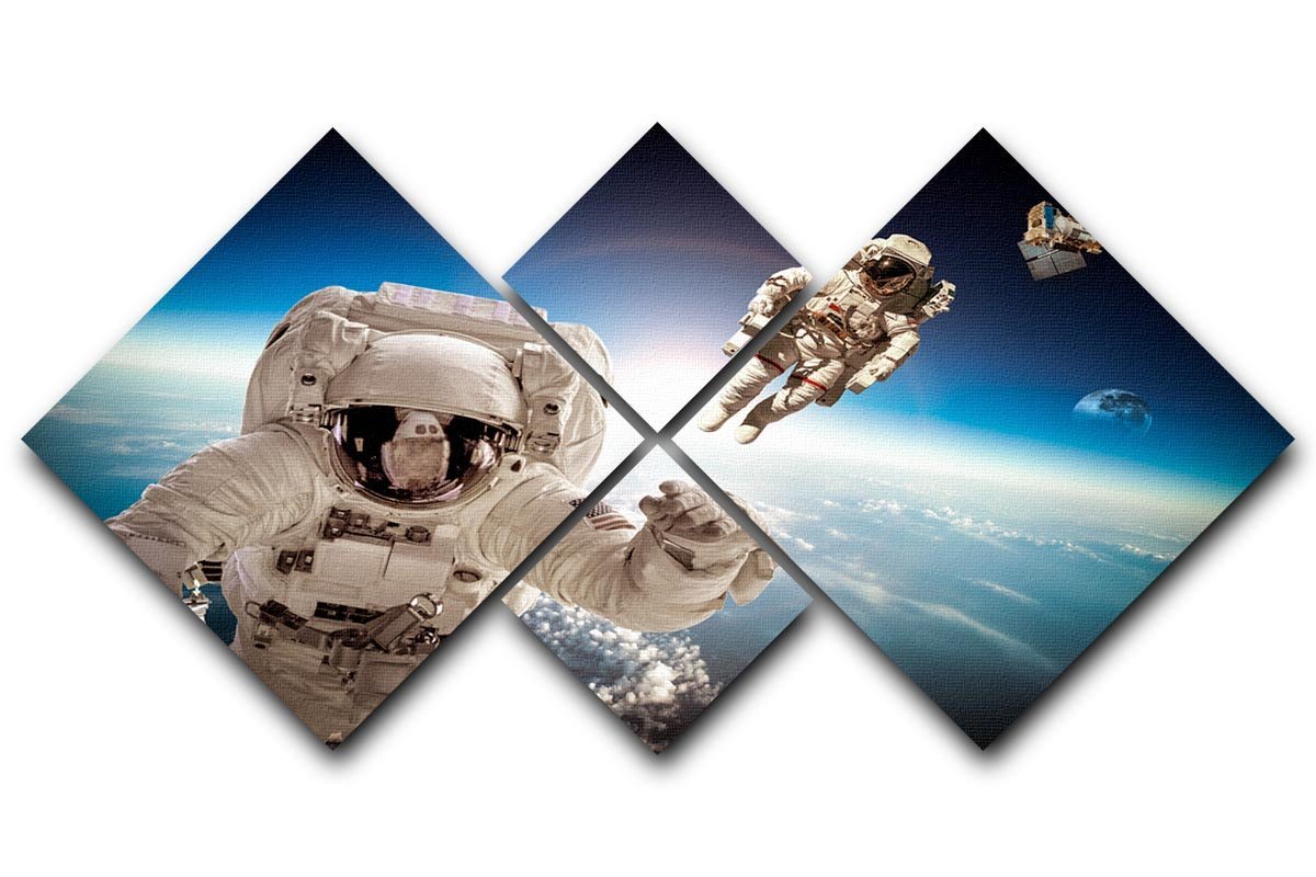 Astronaut in outer space 4 Square Multi Panel Canvas  - Canvas Art Rocks - 1