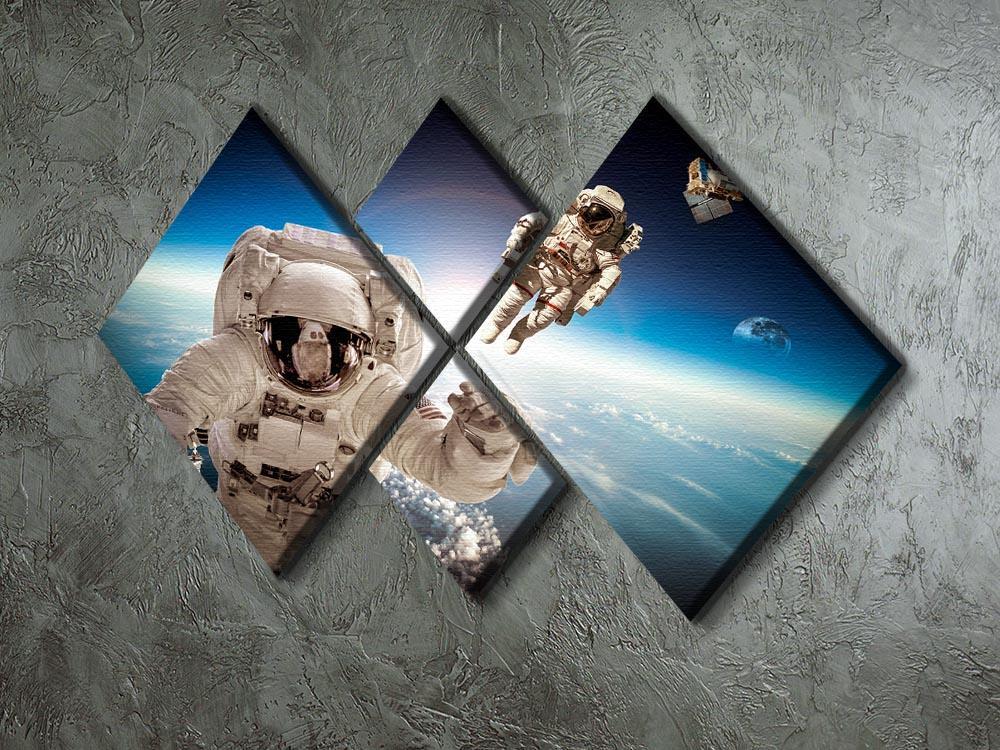 Astronaut in outer space 4 Square Multi Panel Canvas - Canvas Art Rocks - 2