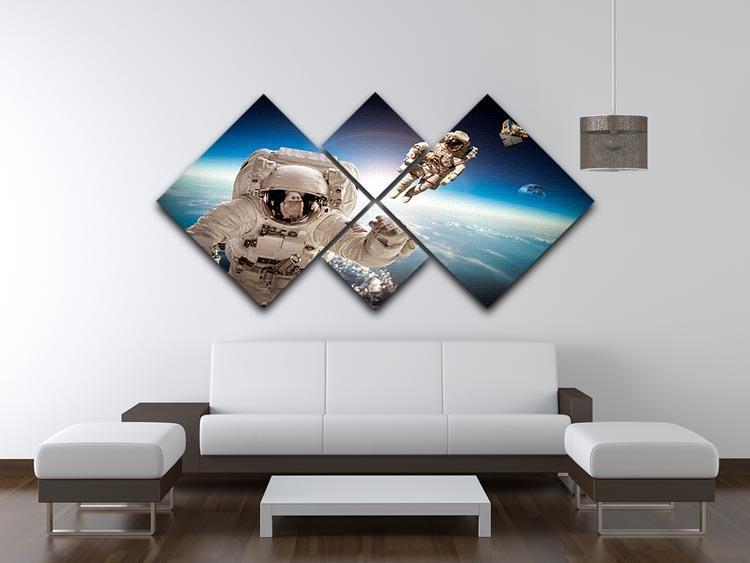 Astronaut in outer space 4 Square Multi Panel Canvas - Canvas Art Rocks - 3