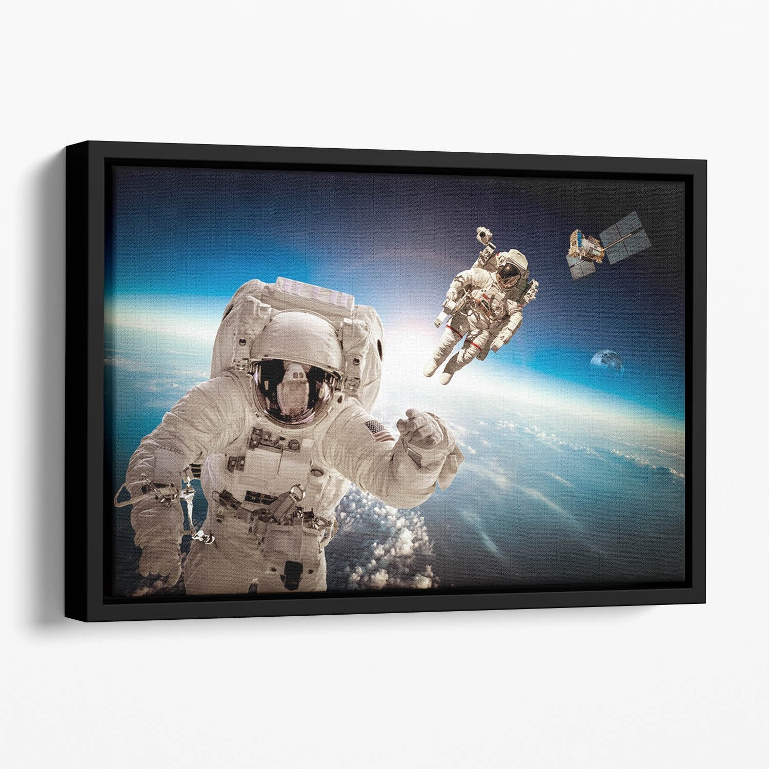 Astronaut in outer space Floating Framed Canvas