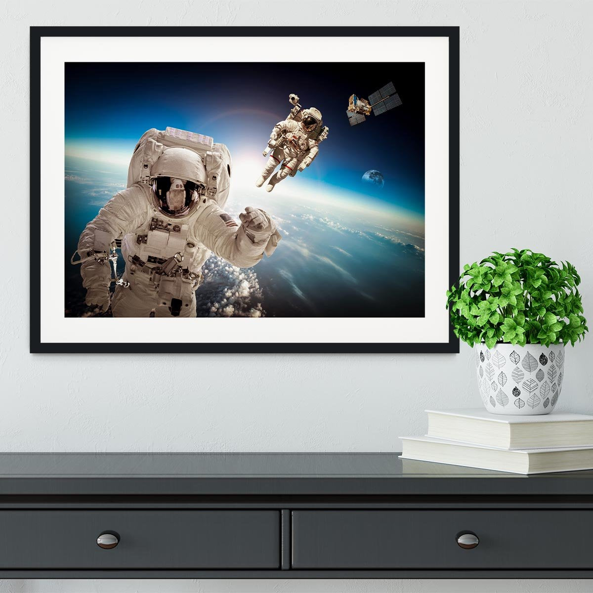 Astronaut in outer space Framed Print - Canvas Art Rocks - 1