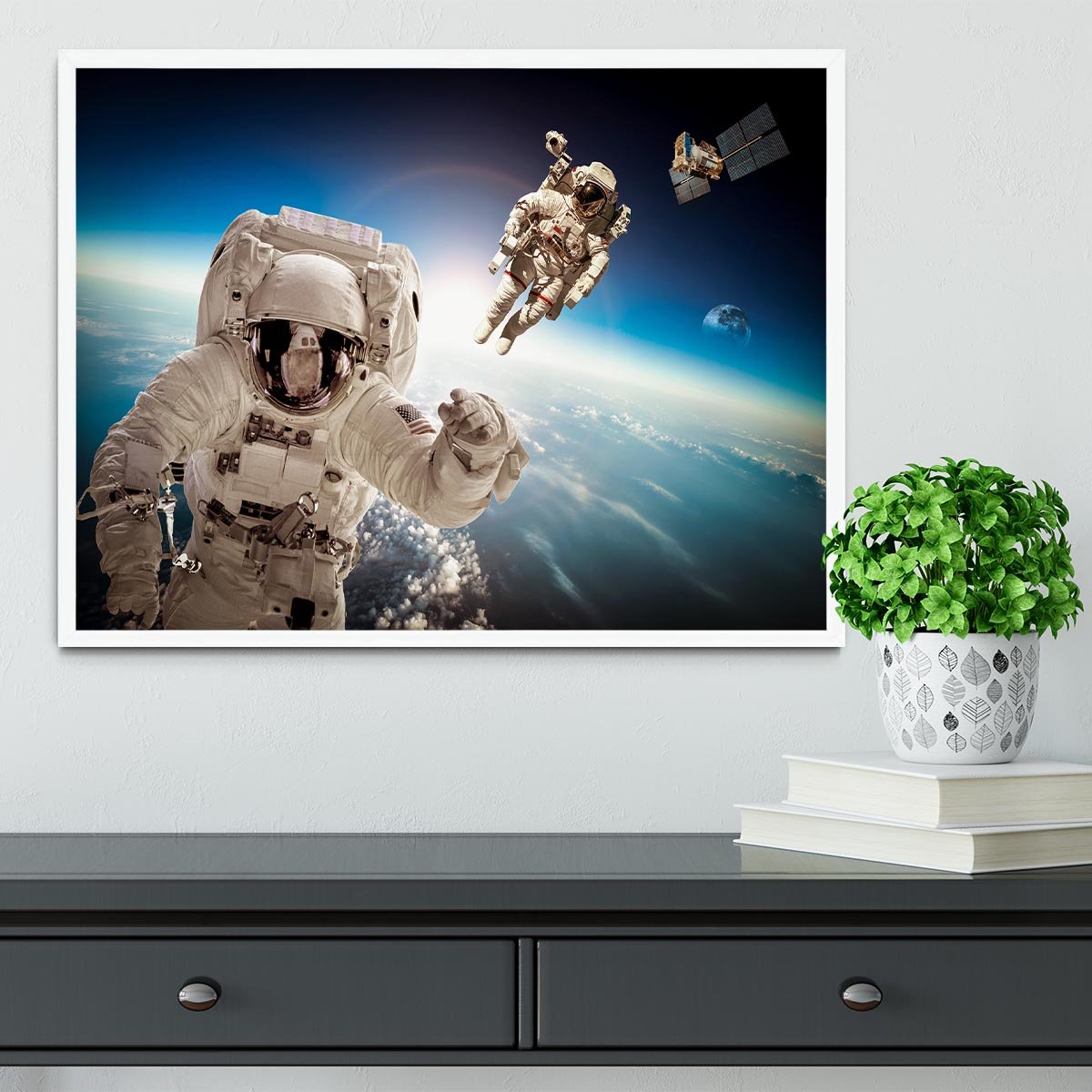 Astronaut in outer space Framed Print - Canvas Art Rocks -6