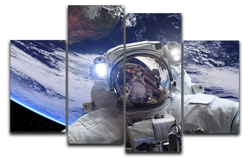 Astronaut in outer space against the backdrop 4 Split Panel Canvas  - Canvas Art Rocks - 1