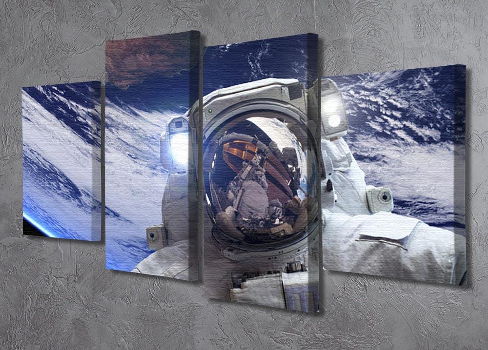 Astronaut in outer space against the backdrop 4 Split Panel Canvas - Canvas Art Rocks - 2