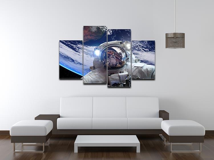 Astronaut in outer space against the backdrop 4 Split Panel Canvas - Canvas Art Rocks - 3