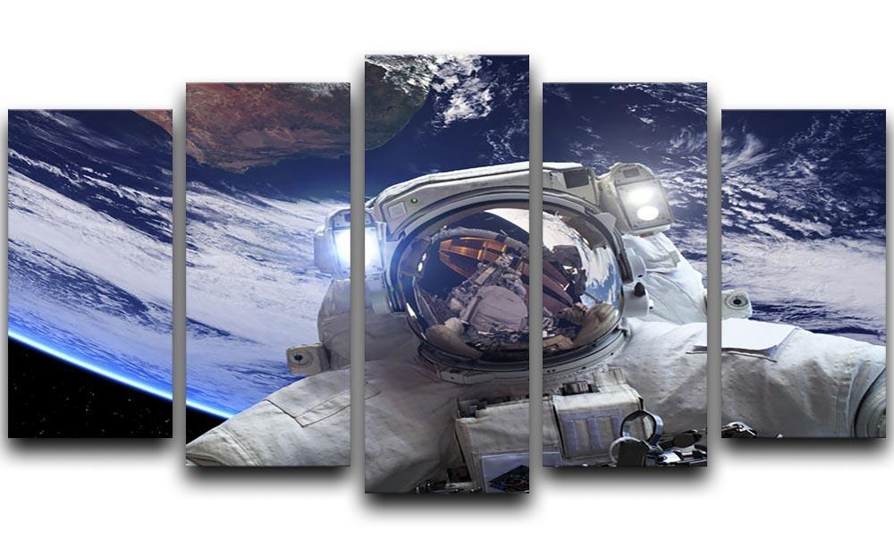 Astronaut in outer space against the backdrop 5 Split Panel Canvas  - Canvas Art Rocks - 1