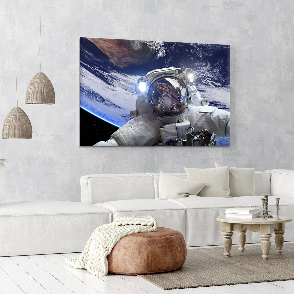 Astronaut in outer space against the backdrop Canvas Print or Poster