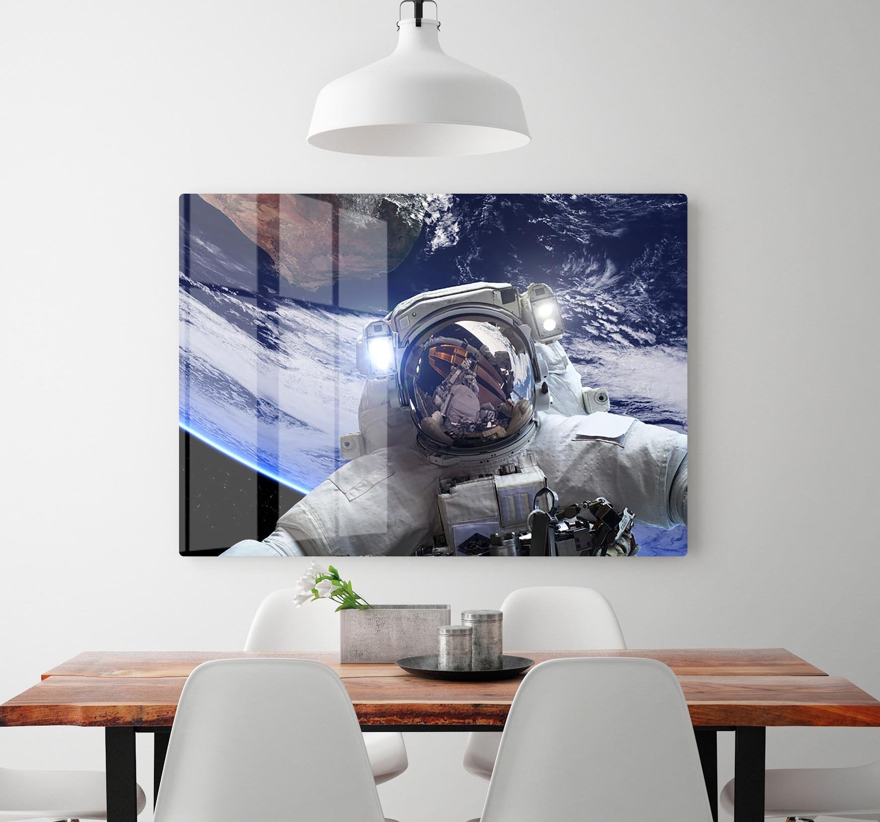 Astronaut in outer space against the backdrop HD Metal Print