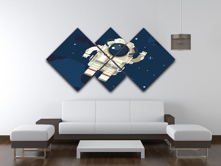 Astronaut in outer space concept vector 4 Square Multi Panel Canvas - Canvas Art Rocks - 3