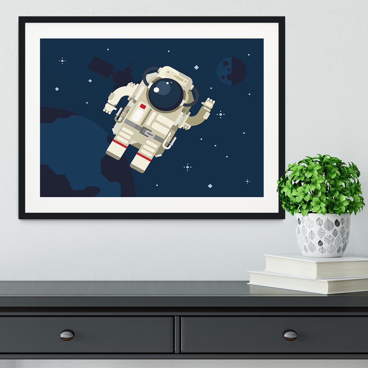 Astronaut in outer space concept vector Framed Print - Canvas Art Rocks - 1