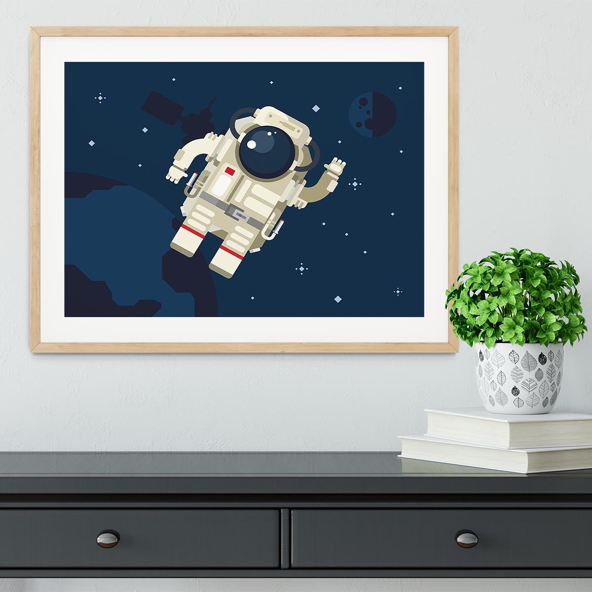 Astronaut in outer space concept vector Framed Print - Canvas Art Rocks - 3