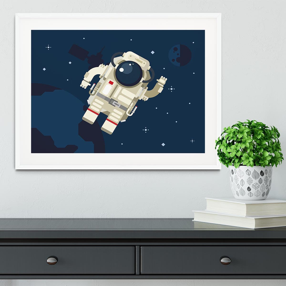 Astronaut in outer space concept vector Framed Print - Canvas Art Rocks - 5