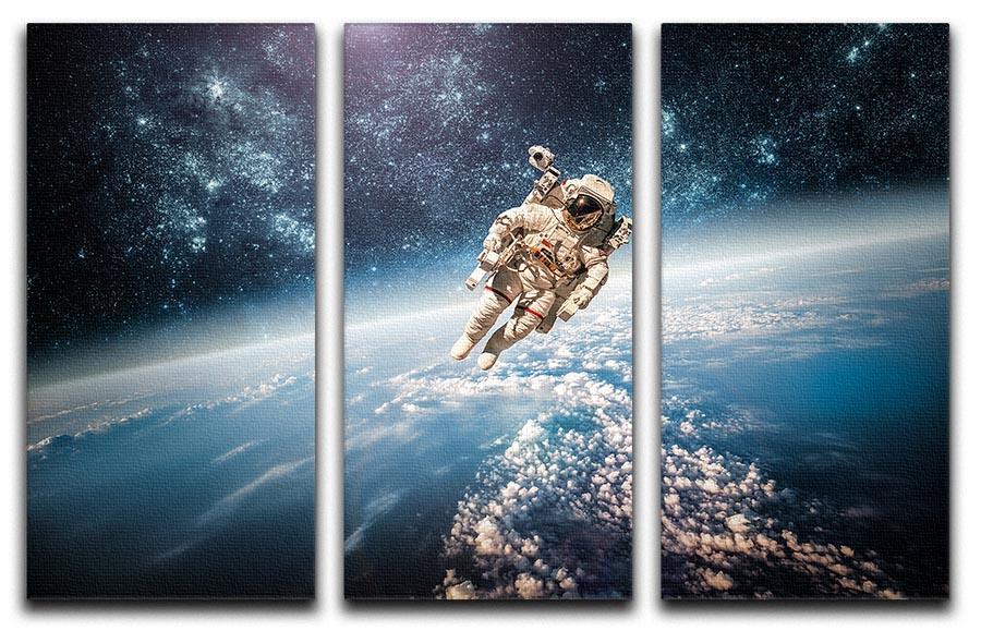 Astronaut in outer space planet earth 3 Split Panel Canvas Print - Canvas Art Rocks - 1