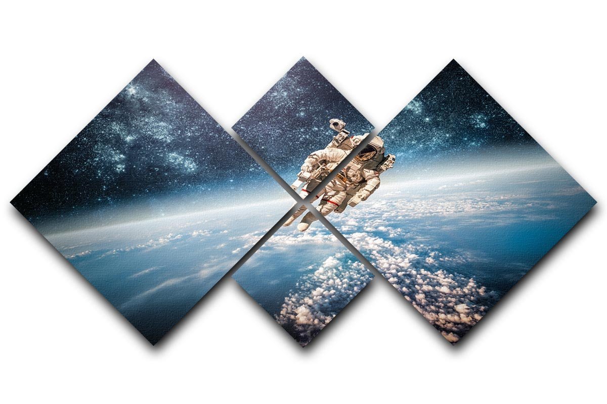 Astronaut in outer space planet earth 4 Square Multi Panel Canvas  - Canvas Art Rocks - 1