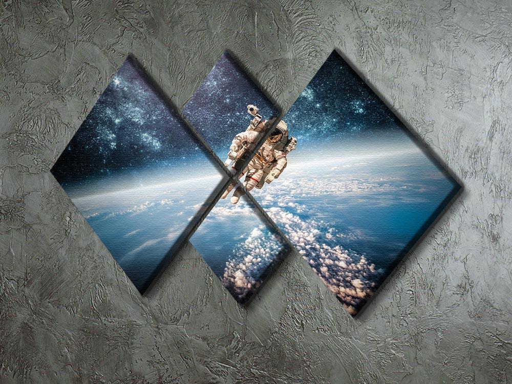 Astronaut in outer space planet earth 4 Square Multi Panel Canvas - Canvas Art Rocks - 2