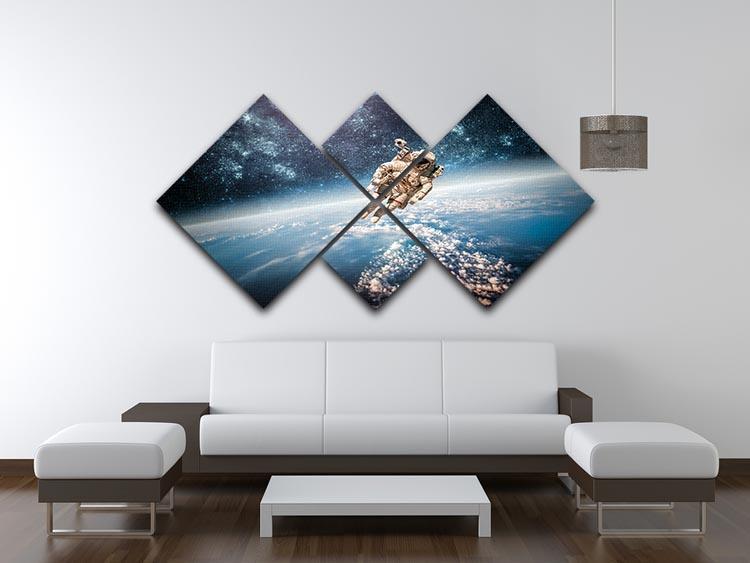 Astronaut in outer space planet earth 4 Square Multi Panel Canvas - Canvas Art Rocks - 3