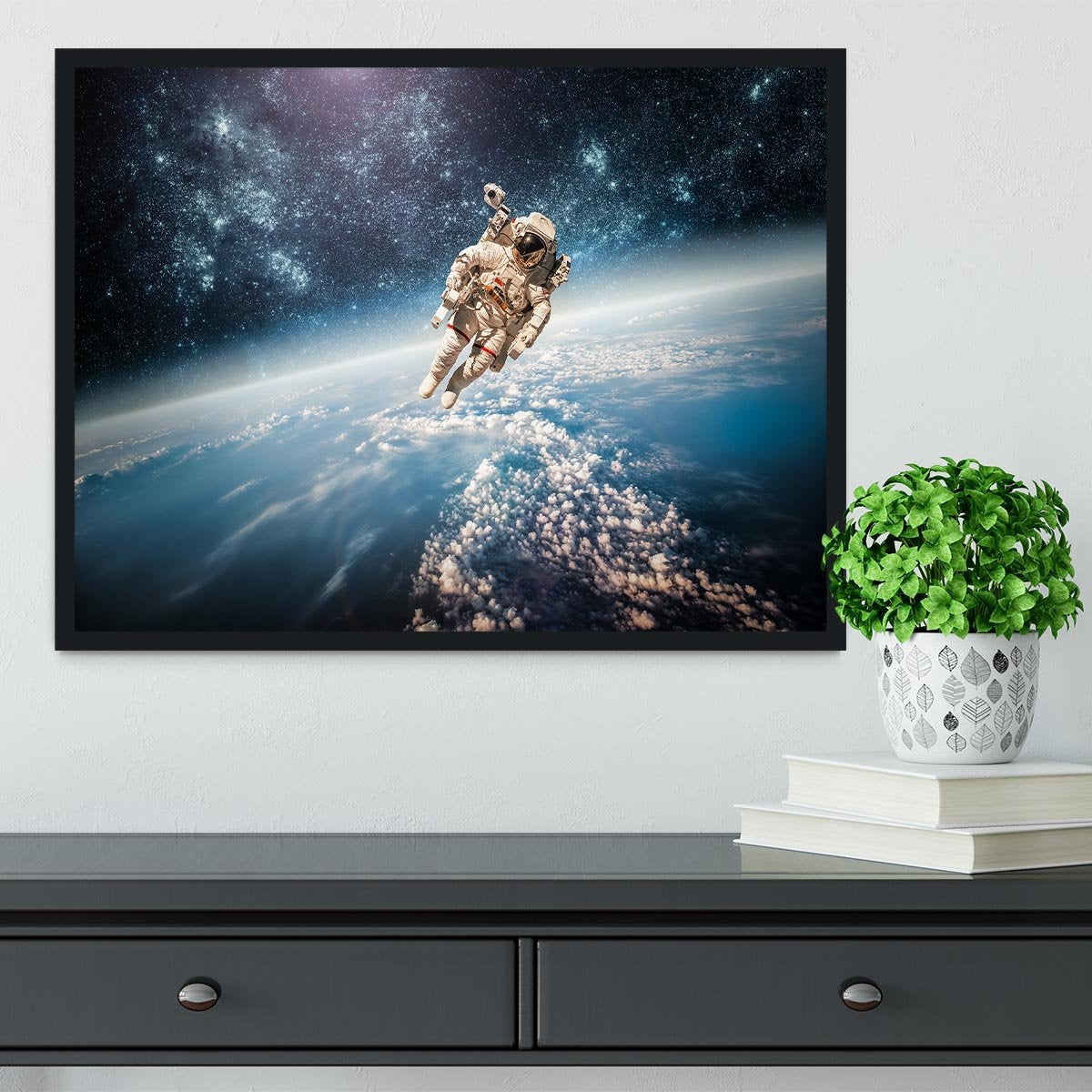Astronaut in outer space planet earth Framed Print - Canvas Art Rocks - 2
