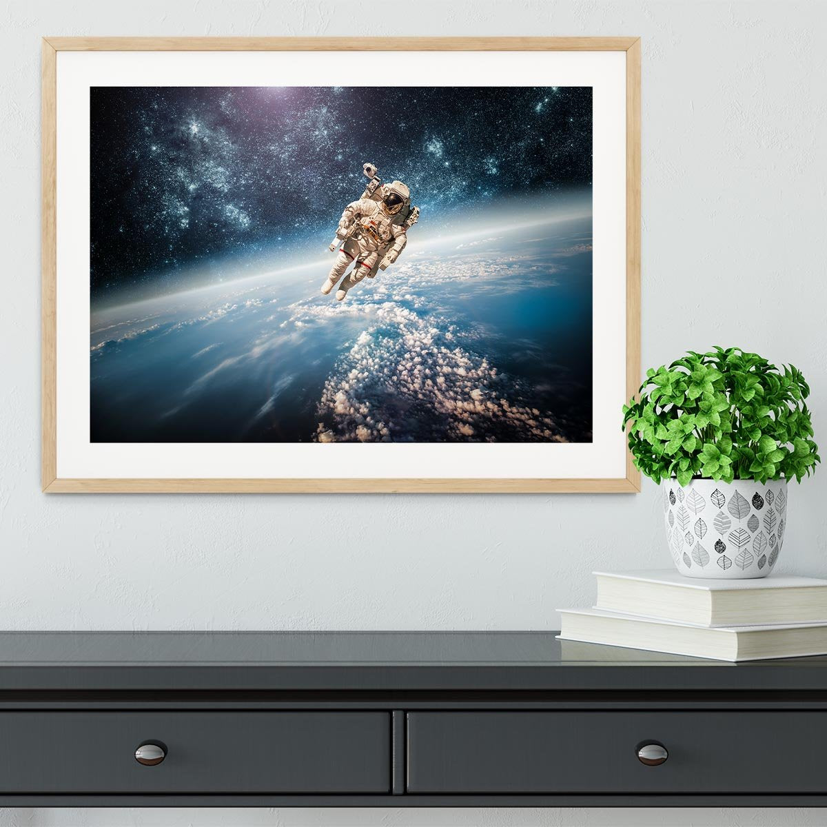 Astronaut in outer space planet earth Framed Print - Canvas Art Rocks - 3