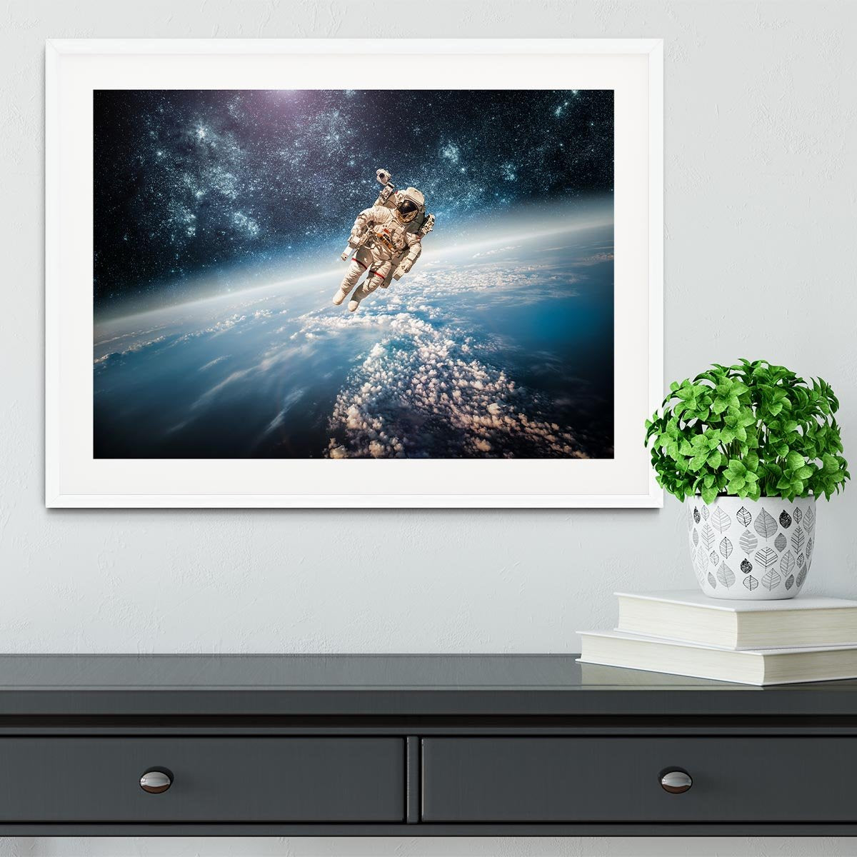 Astronaut in outer space planet earth Framed Print - Canvas Art Rocks - 5