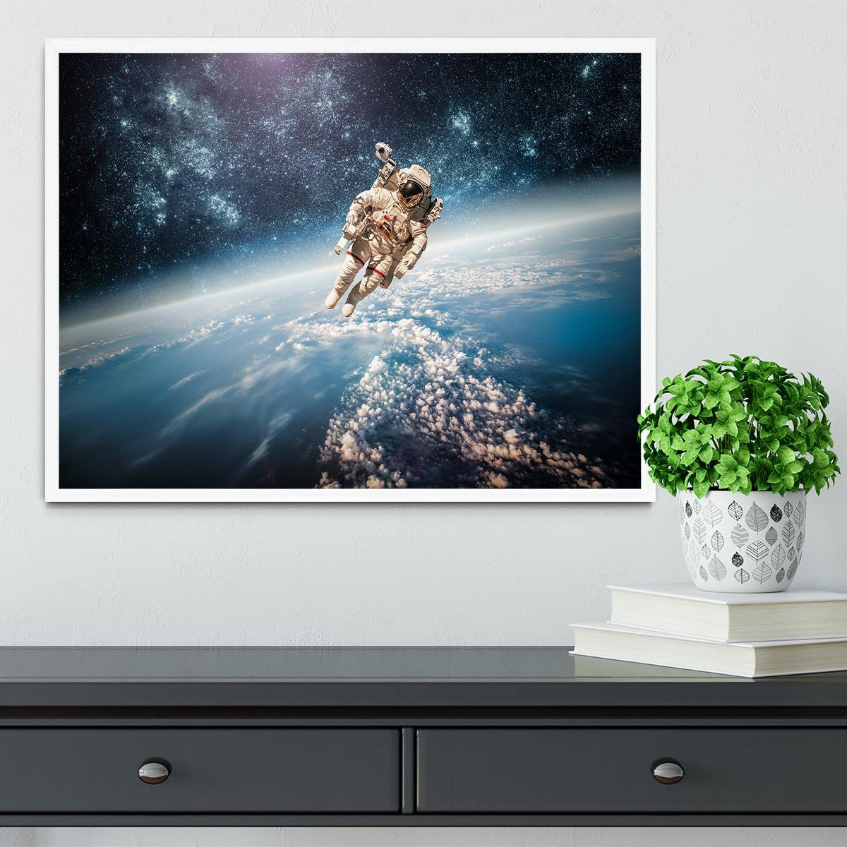 Astronaut in outer space planet earth Framed Print - Canvas Art Rocks -6