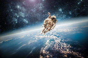 Astronaut in outer space planet earth Wall Mural Wallpaper - Canvas Art Rocks - 1