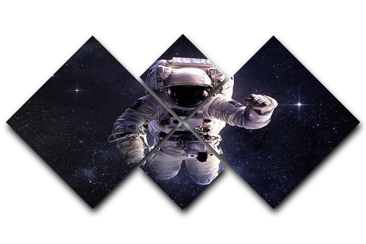 Astronaut in outer space with stars 4 Square Multi Panel Canvas  - Canvas Art Rocks - 1