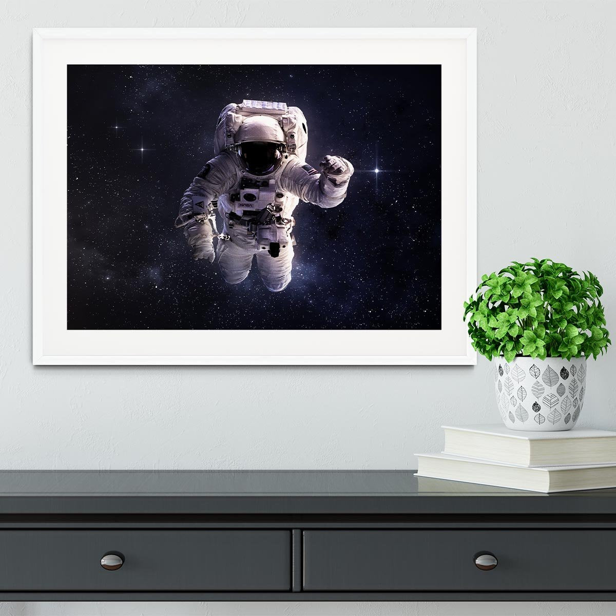 Astronaut in outer space with stars Framed Print - Canvas Art Rocks - 5