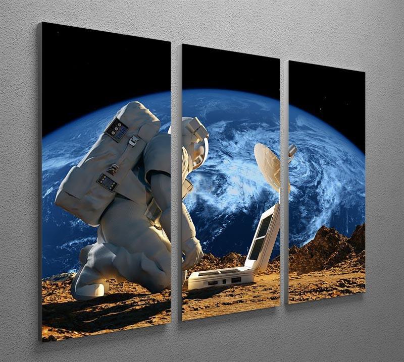 Astronaut working on the Moon 3 Split Panel Canvas Print - Canvas Art Rocks - 2