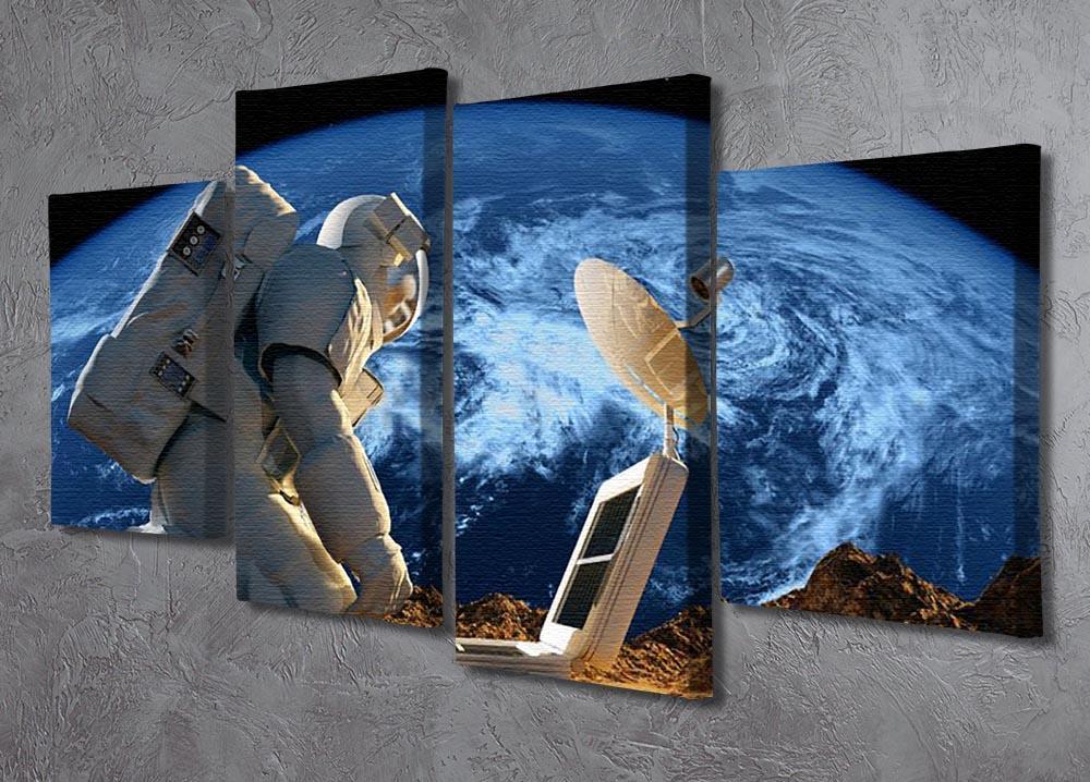 Astronaut working on the Moon 4 Split Panel Canvas - Canvas Art Rocks - 2