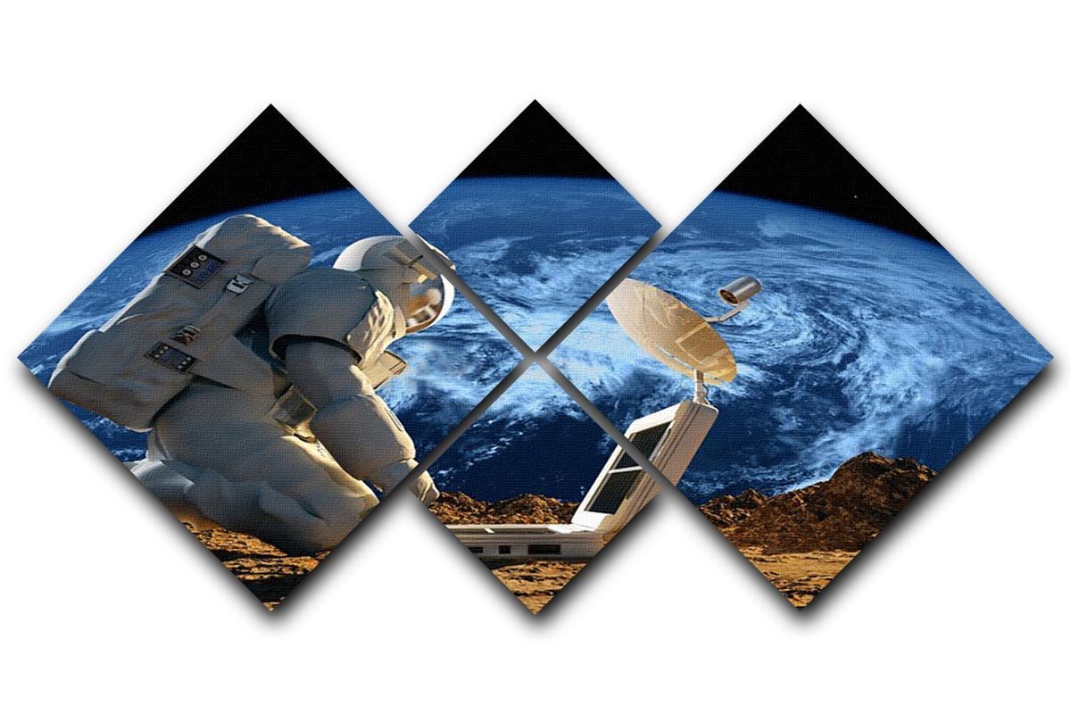 Astronaut working on the Moon 4 Square Multi Panel Canvas  - Canvas Art Rocks - 1