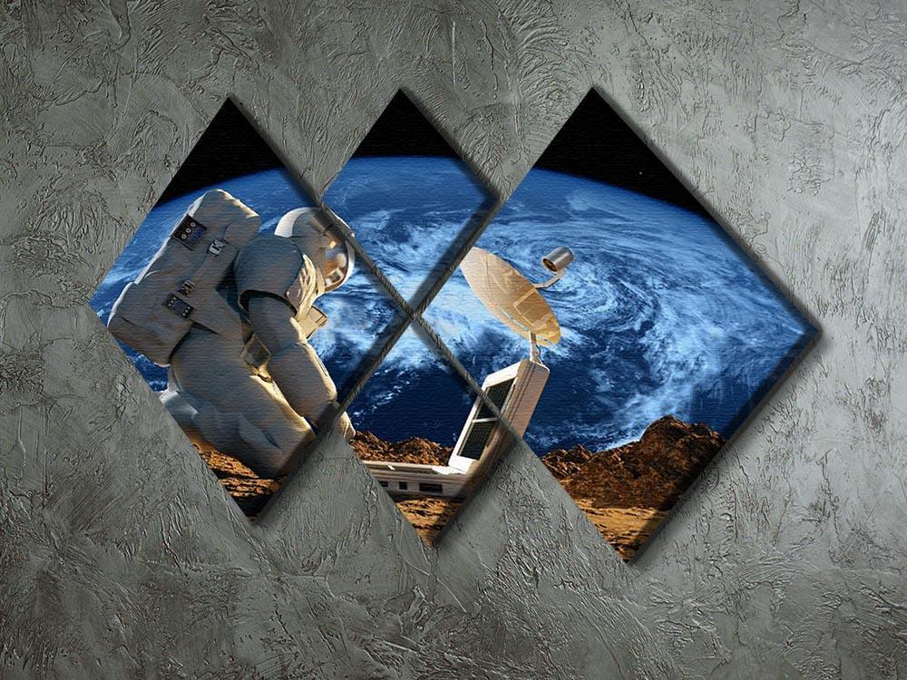 Astronaut working on the Moon 4 Square Multi Panel Canvas - Canvas Art Rocks - 2
