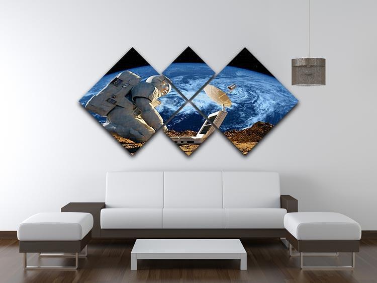 Astronaut working on the Moon 4 Square Multi Panel Canvas - Canvas Art Rocks - 3